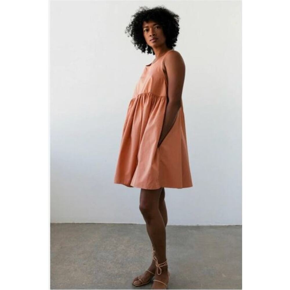 Juliette Fabbri Sophie Swingback Racerback Mini Dress Apricot Quiet Luxury 1